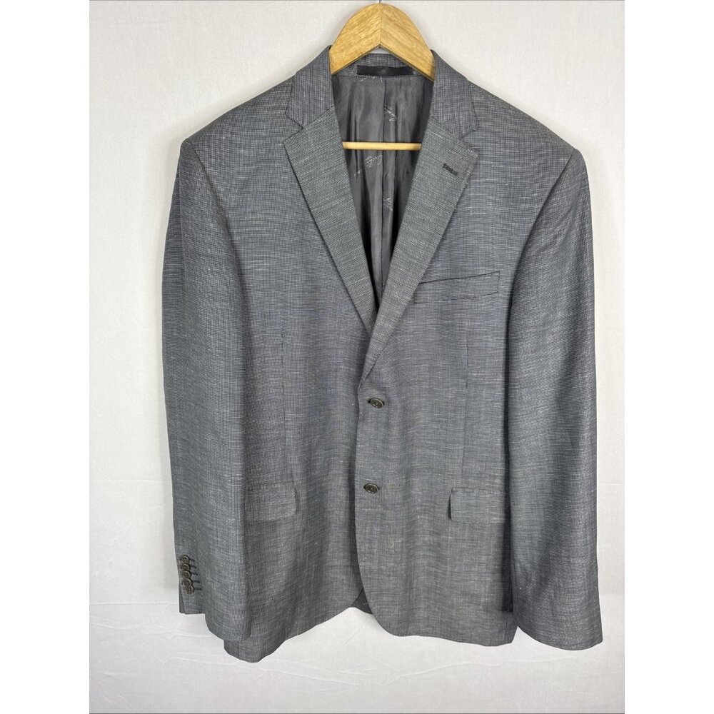 Austin Reed Signature Sport Coat Blazer Men’s 46R Grey Wool Linen Dino Filarte
